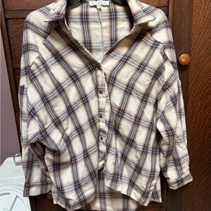 HYFVE Cream and Navy Plaid Shirt